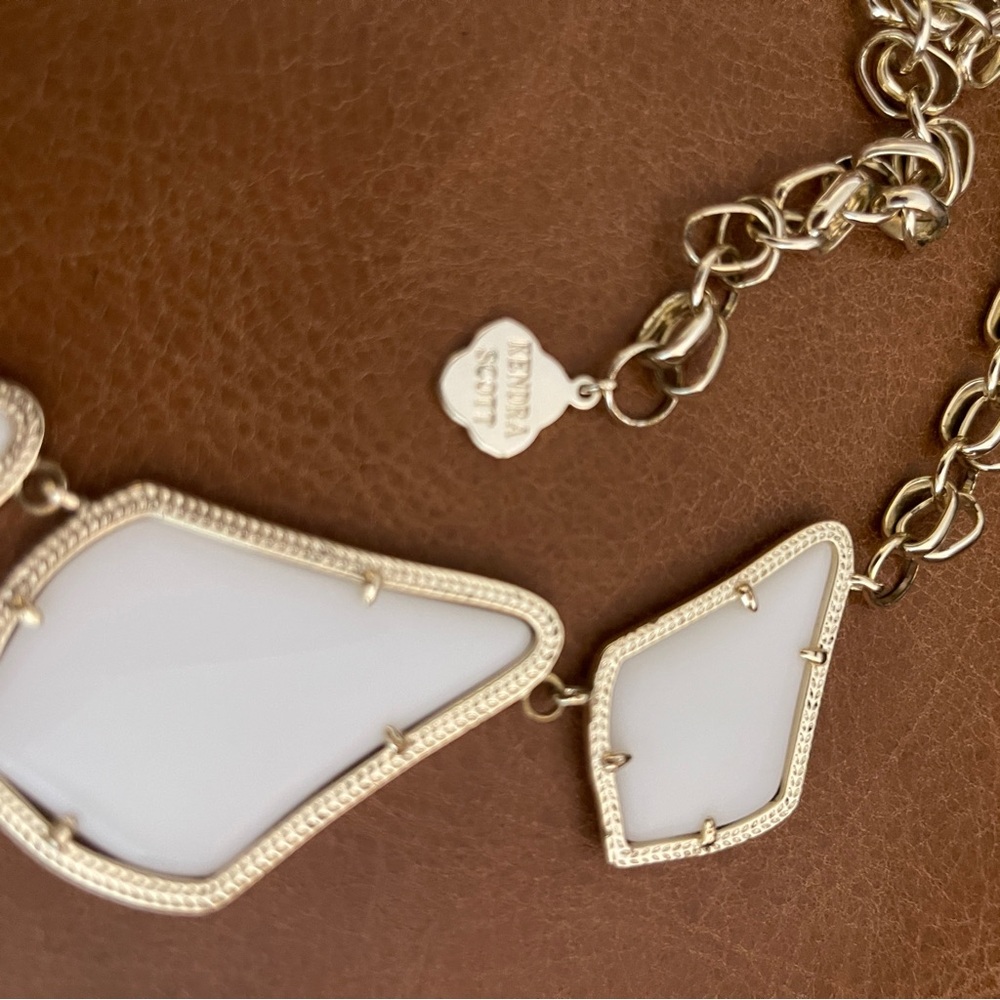Kendra Scott Kensey White and Gold Statement Necklace - Picture 4 of 5